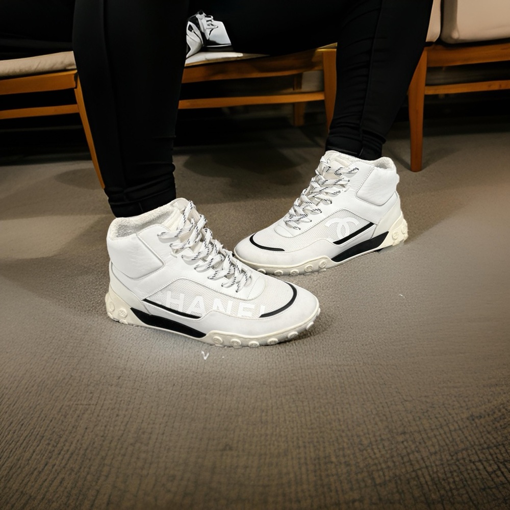 CHANEL White High-Top Sneakers - Picture 15 of 15